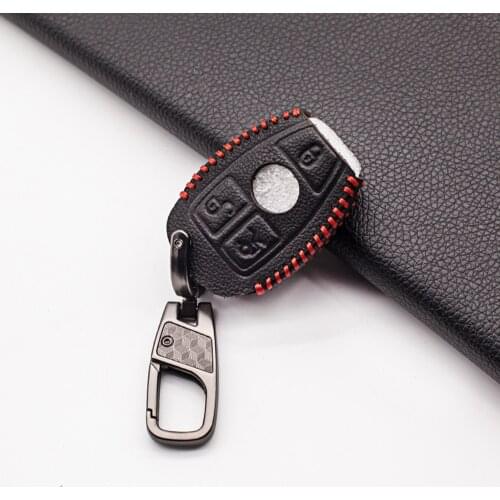 Soft texture leather car key cover keychain case for Mercedes benz CLS CLA GL R SLK AMG A B C S class Remote holder accessories