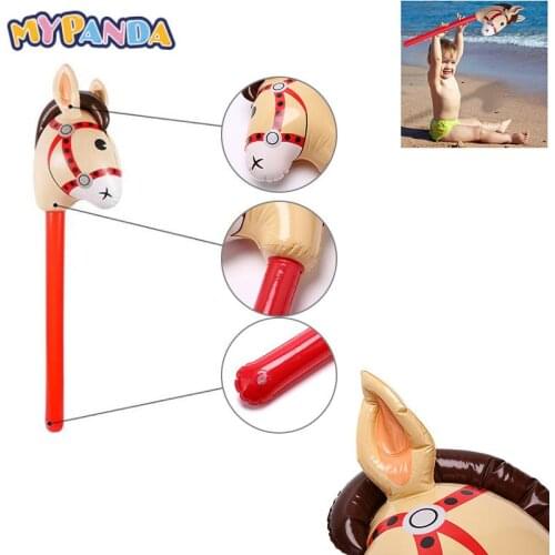 Inflatable Horse Head Stick Ride-on Animal Toy For Kids Horse Riding Game Outdoor Plaything Party Decor