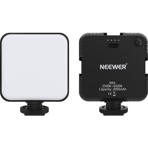 Neewer W64 Mini LED Video Light, DSLR Camera Photo Light 2500K~6500K Bi-Color with Rechargeable Battery and Cold Shoes, Dimmable