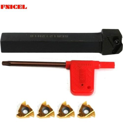 FNICEL New 1pc SER1212H16 Tool Holder Boring Bar + 4pcs 16ER AG60 Inserts with Wrench For CNC Turning Tool Wholesale