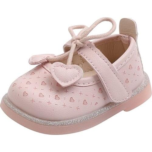 2021 New Baby Princess Leather Shoes Autumn Toddler Soft-soled Kids Shoe Girl Baby Shoes Cute Heart sweet Fashion In Girls Hot