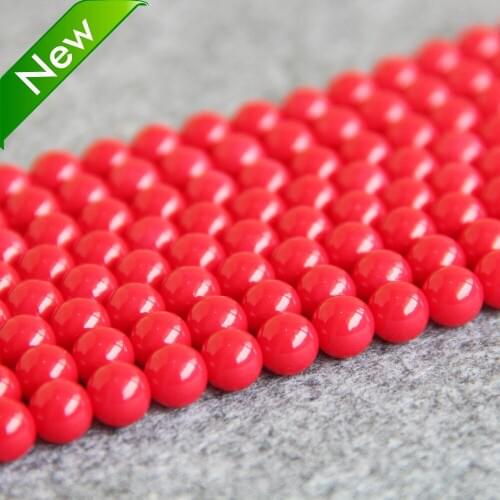 New 4mm 6mm 8mm 10mm 12mm Imitation Red Pearl Beads Sea Shell DIY Loose Beads Jewelry Making Design Women Girls Gifts 15inch