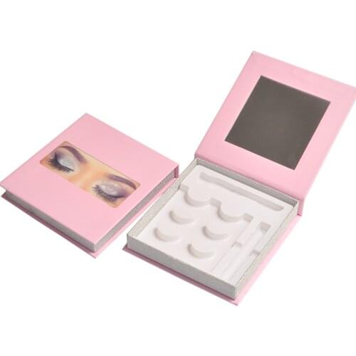 Bulk items Wholesale Lots False Eyelashes Box Package Lashes Book with 3 Pairs Lashes Tweezers Mirror Packaing Box Custom Makeup