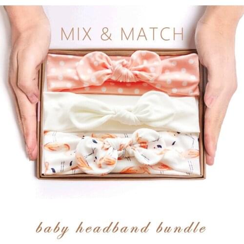 3pcs/Set Cute Newborn Baby Headband Girls Hair Bows Baby Turban Hair Band Accessories Baby Shower Gift Infant Headbands Bundle