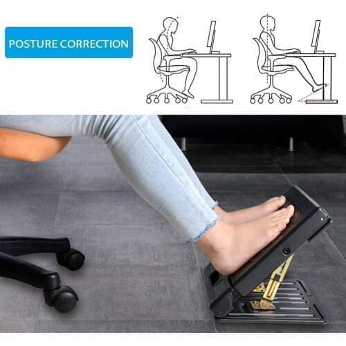 Adjustable Footrest With Removable Soft Foot Rest Pad Foldable Ottomans Angle Height Adjustable Stool For Car Travel Office