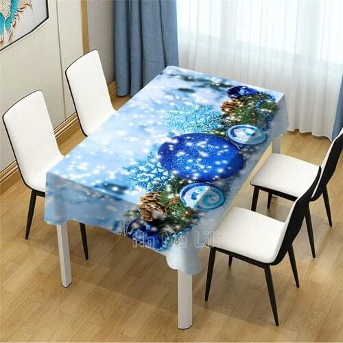 Blue Christmas Decoration Design Tablecloth For Dinner Table Decor