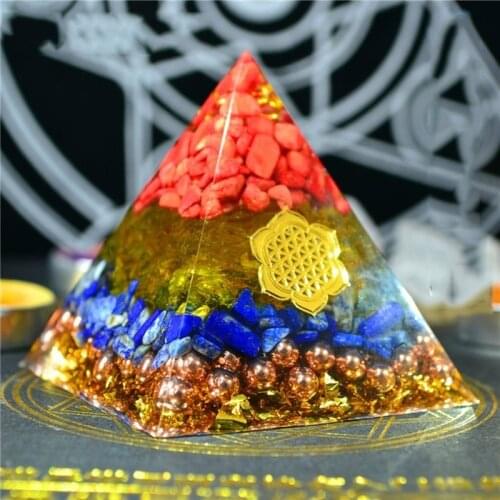 Gathering Fortune Orgonite Pyramid Reiki Feng Shui Decoration Crystal Rune Orgone Accumulator Resin Decorative Craft Jewelry