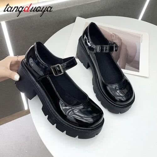 Lolita Shoes Women Japanese Mary Jane Shoes Women Vintage Girls Students JK Uniform High Heel Platform Shoes Cosplay Plus Size40