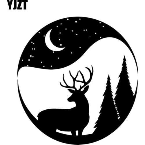 YJZT 16CM*16.9CM Deer Under The Star Creative Decoration Vinyl Decal Car Trunk Car Sticker Black/Silver C4-1922