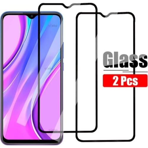 2 Pcs Protective Glass For Xiaomi Redmi 9 Screen Protector Safety Tempered Glass On Redmi 9 Redmy Redmi9 Phone Black Front Film