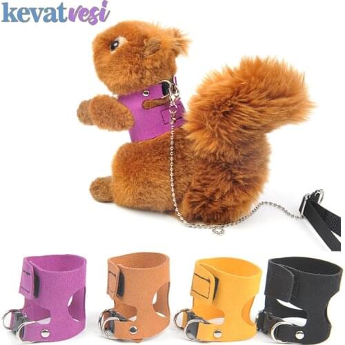 Small Pet Squirrel Harness Pu Adjustable Vest Harness Set Guinea Pig Harness Small Rabbit Outdoor Accessories