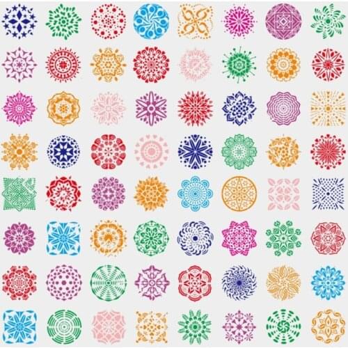 1 Set 64 Styles Mandala Dot Painting Templates Stencils for DIY Rock Scrapbook Coloring Embossing Album Decorative