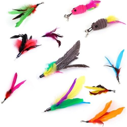 1 PC Pet toy cat toy fishing rod cat stick feather replacement head cat supplies