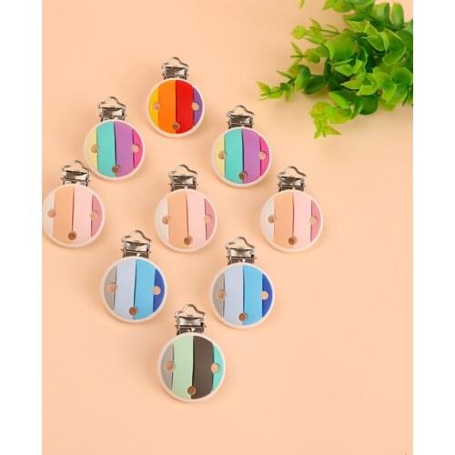 10/20/50 Pcs Silicone Pacifier Clip rainbow DIY Baby Teething Teether Necklace Bead Tool Nurs Gift Round Heart Accessories