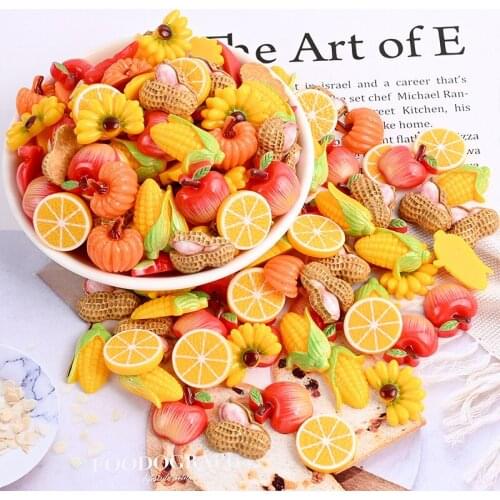 10/30/50Pcs Simulated Fruits Vegetables Food Toys Resin Scrapbook DIY Crafts Phone Shell Patch Decor Hair accessories Ornament
