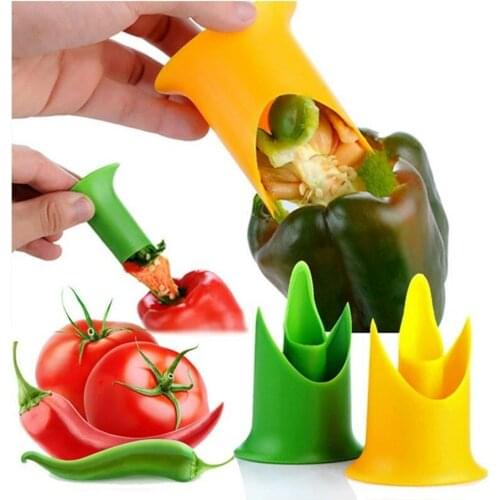 2pcs 2in1 Pepper Chili Bell Jalapeno Corer Seed Remover Green Pepper Chilli Cutter Corer Slicer Fruit Peeler Kitchen