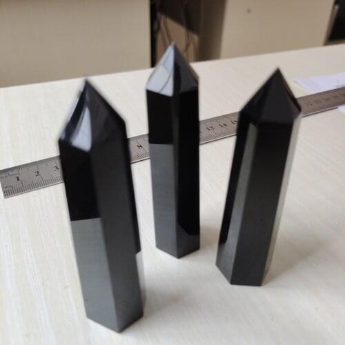 2pcs 7-9cm 50-60g 100% natural Natural BlackObsidian Double Wand Point Healing Mineral Stone home decoration DIY gift decoration