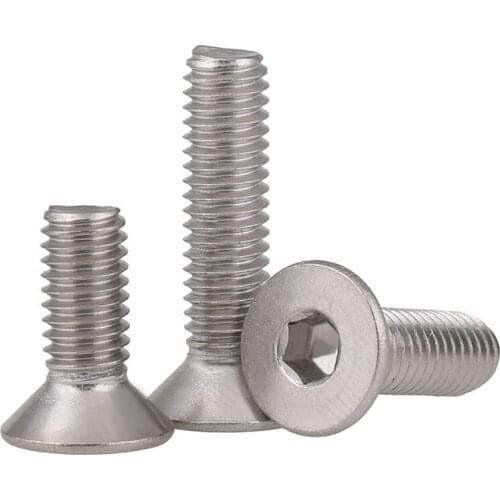 304 Stainless Steel DIN7991 Flat Head Hex Hexagon Socket Machine Screws Countersunk Allen Bolts M3 M4 M5 M6 M8 M10 M12