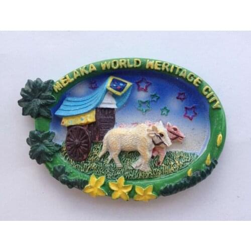 Handmade Painted Melaka World Heritage City 3D Fridge Magnet Malaysia Tourism Souvenirs Refrigerator Magnetic Stickers