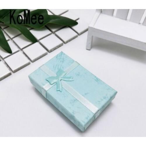 5x8x2.5cm 12pcs Blue Paper Boxes Delicate Lovely Earrings Ring Box Necklace Earring Jewelry Gift Packaging & Display Box package