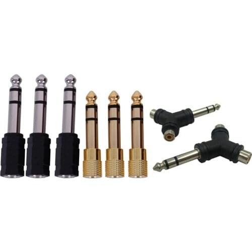 8 Pcs 6.35Mm 1/4 Inch Male Plug Adapter : 2 Pcs Audio Splitter 1 Stereo To 2 RCA Female Jack Y Adapter with 6 Pcs To 3.5 Mm(1/8