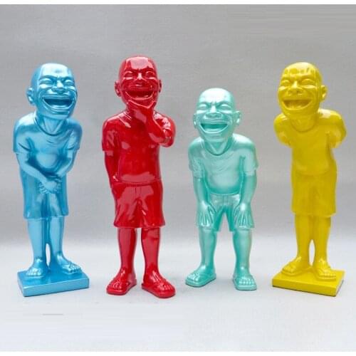 ABSTRACT LAUGHING SCULPTURE FIGURE ARTS MINJUN YUE RESIN CRAFTS CREATIVE MINIMALISM STATUE ORNAMENTS ART HOME INTERIOR DESIGN