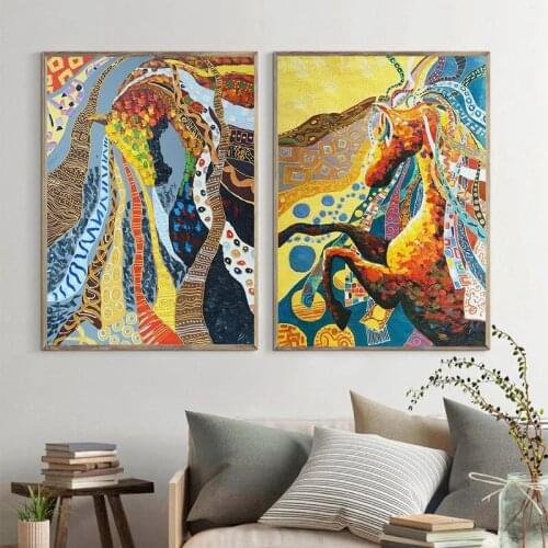 Abstract Nordic Colors Animal Horse Canvas Painting Art Print Poster Picture Living Room Bedroom Modern Home Decoration