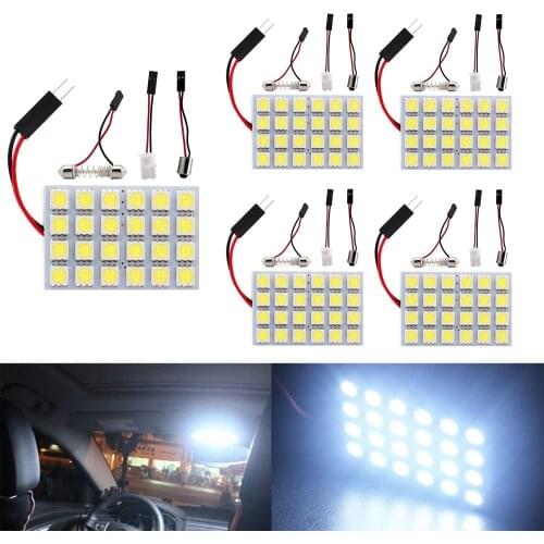 White 5050 24SMD Led Panel Dome Light Lamp Auto Car Reading Interior Lamp DC 12V With T10 / BA9S / Festoon Adapters