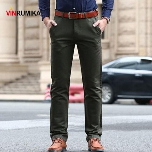 Large Size 29-42 Mens Spring Business Casual Brand Straight Pant Autumn Man Classic Cotton Black Work Pants Khaki Long Trousers
