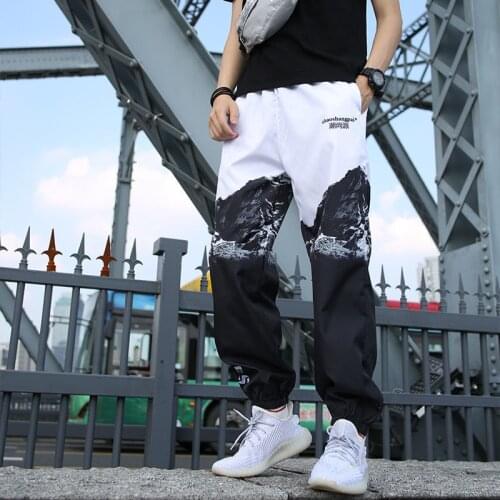 NewHip Hop Streetwear Mens Splice Joggers Pants Fashion Men Casual Cargo Pant Trousers High Street Elastic Waist Harem Pant Men