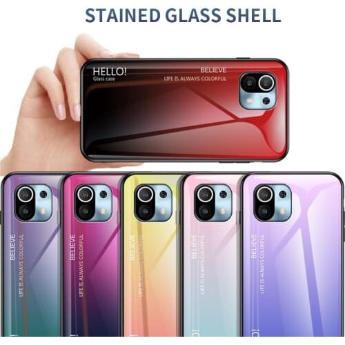 For Xiaomi Mi 11 Pro Case Hard Tempered Glass Gradient marble protective Back Cover case For xiaomi mi 11 Mi11 11Pro phone shell