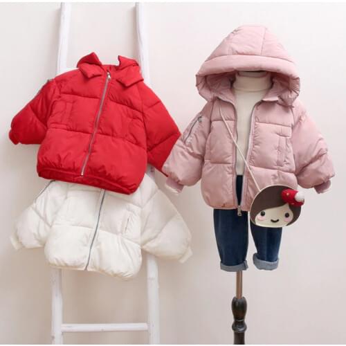 Kids Down Coat with Hood Thicken Hooded Solid Color Winter Jackets for Girls Kids Clothing Fashion Snowsuits Unisex Baby Coats