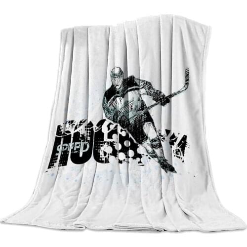 Ice Hockey Player Ice Speed Flannel Blanket for Bed Sofa Portable Soft Fleece Throw Funny Plush Bedspreads