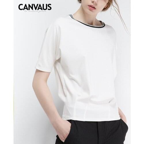 Europe and America 2018 summer T shirt new pure white large size loose 100 lap round collar short sleeve t-shirt lady YM0179