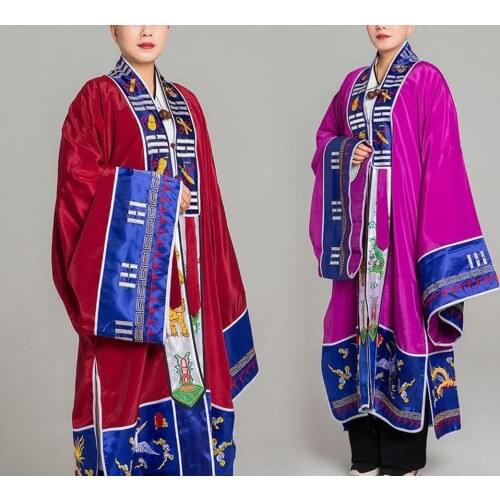 Unisex high quality 8colors Taoist embroidery robe gown garment taoism clothing vestment