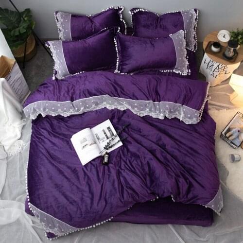 2017 Fleece fabric princess lace Bedding sets Queen size winter Bed set Duvet cover set Bedsheet Wholesale