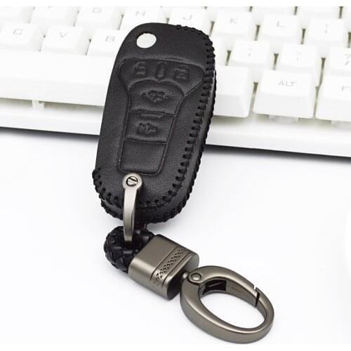 2018 Leather Car Key Cover Case For Ford Ka 2017 Focus Fiesta Fusion F150 F-150 Mustang Explorer Flip Keychain Car Accessories