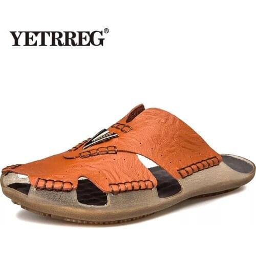 Summer Sandals Men Leather Classic Roman Sandals 2021 Slipper Outdoor Sneaker Beach Rubber Flip Flops Men Water Trekking Sandals