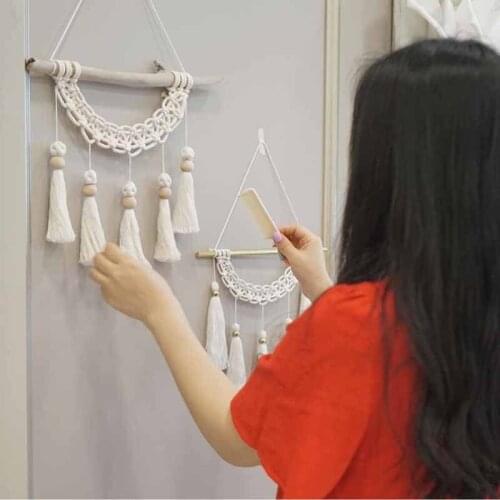 Boho Macrame Small Tapestry Bohemian Girls Boys Bedroom Headboard Wall Hanging Photo Decor Props Wedding Decor