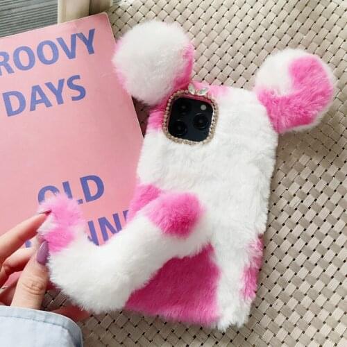 Cute Phone Case for Samsung Galaxy Note 8 9 10 Plus 20 Plus Soft Furry Cover Protection Shell Back Skin