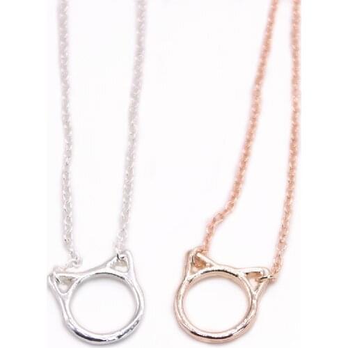 Fashion Classic Cat Head Frame Pendant Necklace Cute Cartoon Animal Necklace Three Color Optional