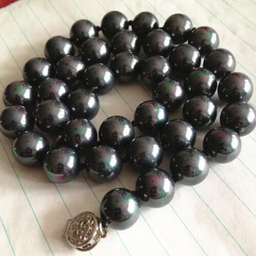 Fashion style diy 8mm multicolor black natural sea shell pearl necklace round beads chain women party jewelry 18inch MY4664