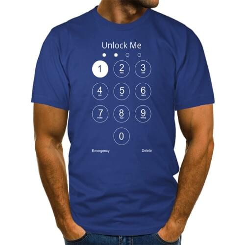 New 3D Digital Printing Mobile Phone Lock Screen Creative Top Round Neck Short Sleeve T shirt for Men Q6290
