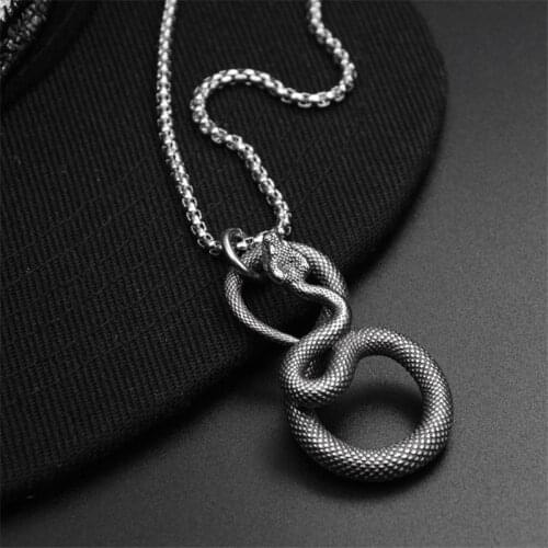 316 Stainless Steel Jewelry for Men Cobra Viper Snake Necklace Forest Gothic Witch Gift Animal Ouroboros Snake Necklace YS-7U4Y