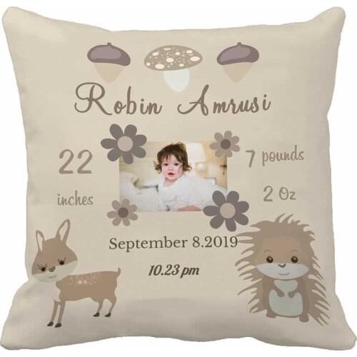 Personalized Animals Nursery Photo Kid Girl Boy Baby Throw Pillow Cover Soft Home Decorative Cushion Cover Sofa By LVSURE Store