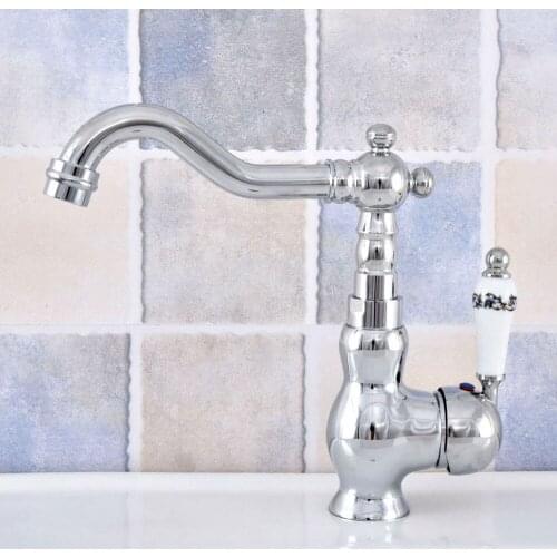 Polished Chrome Bathroom Single Handle Hole Hot Cold Water Mixer Taps Wash Basin Kitchen Deck Mounted Basin Faucet zsf653