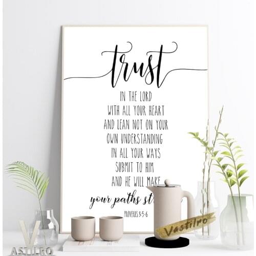 Proverbs Trust In The Lord With All Your Heart Bible Verse Poster Christian Scripture Gift Modern Church Minimalist Home Decor