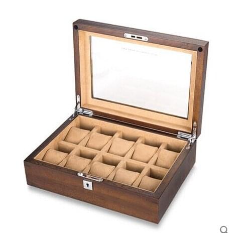 Luxury fashion original wood 10-grid watch storage box wooden watch case brand watches boxes gift box watch organizer MSBH007b