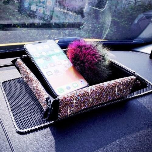 Luxury Diamond Car Storage Box Fashion Rhinestone Multi-function Creative Car Storage Box