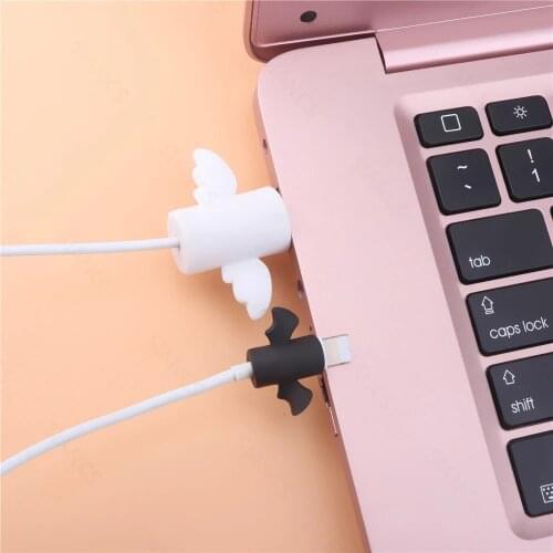 Cute Angel Simple Cable Bite Protector Cartoon USB Charger Data Line Organizer Winder Cover For Original iPhone Protector